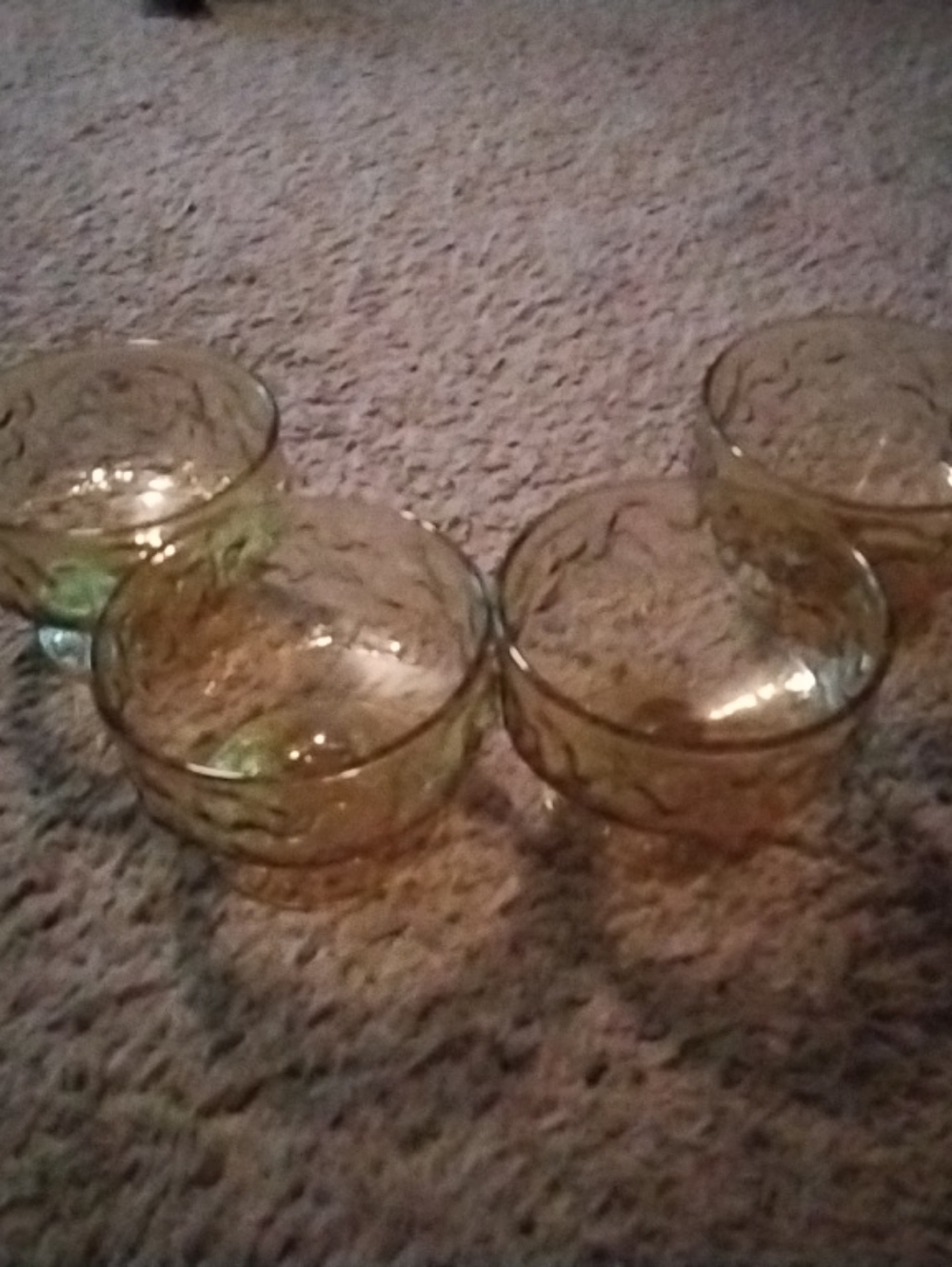 Anchor Hocking Set of 4 Amber Glass Sherbert Bowls